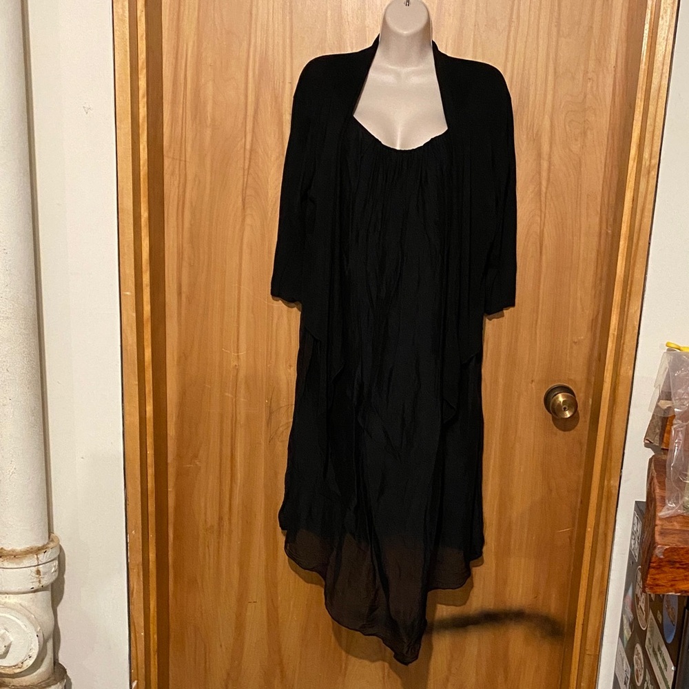 Chic Black Dress with Cardigan